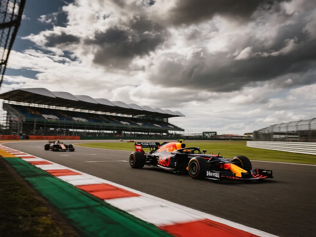 F1赛车在银石赛道上疾驰